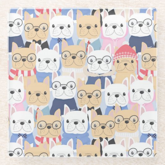 かわいいドッグズグラスのコースター ガラスコースター (正面)