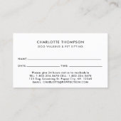 かわいいドッグドッグトリマーペットシッター事業 予約カード (裏面)