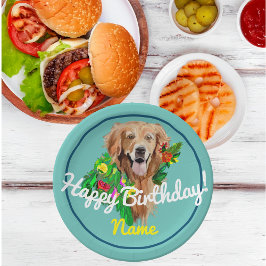 かわいいドッグドリーミーゴールデンレトリバー ペーパープレート