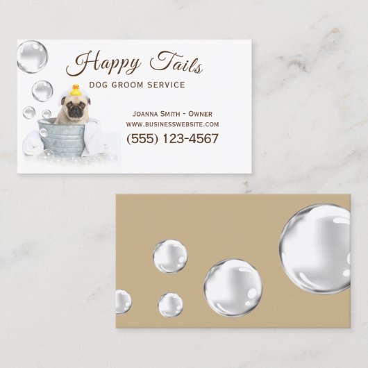 かわいいドッグバスグルーミングサービス 名刺 (正面/裏面)