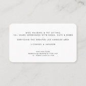 かわいいドッグフォトブルドッグペットシッタードッグウォーカー 名刺 (裏面)