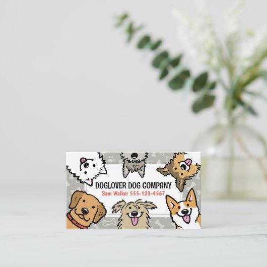 かわいいドッグペットシッタードッグウォーカー気に動物 名刺 (スタンド正面)