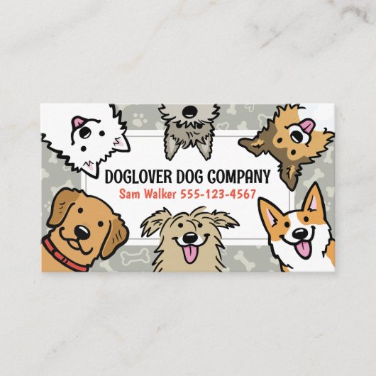 かわいいドッグペットシッタードッグウォーカー気に動物 名刺 (正面)