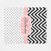 かわいいドットとシェブロン フリースブランケット (正面(横))