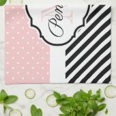 かわいいドットとストライプ キッチンタオル (折り畳み)