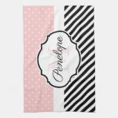 かわいいドットとストライプ キッチンタオル (縦)