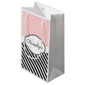 かわいいドットとストライプ スモールペーパーバッグ (正面アングル)