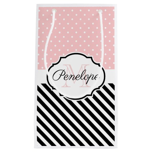 かわいいドットとストライプ スモールペーパーバッグ (正面)