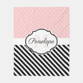 かわいいドットとストライプ フリースブランケット (正面)