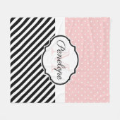 かわいいドットとストライプ フリースブランケット (正面(横))