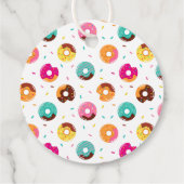 かわいいドナットフラミンゴプールパーティーサンキュー誕生日 フェイバータグ (裏面)