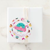 かわいいドナットフラミンゴプールパーティーサンキュー誕生日 フェイバータグ (インサイチュ)