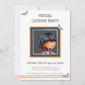 かわいいドラキュラとこうもりバーチャル衣装パーティー 招待状 (正面)