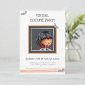 かわいいドラキュラとバット 仮想コスチュームパーティー 招待状 (スタンド正面)