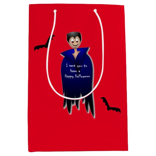 かわいいドラキュラハロウィーン ミディアムペーパーバッグ (正面)