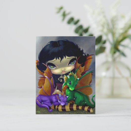 「かわいいドラゴリング二人」はがき ポストカード (スタンド正面)