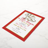 かわいいドラゴンがやってくる！ 赤ちゃんドラゴンのベビーシャワー 箔招待状 (回転した状態)