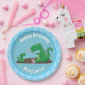 かわいいドラゴンがマシュマロを焼く漫画 ペーパープレート (パーティー)