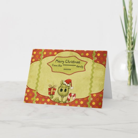 かわいいドラゴンが個人設定できるクリスマスカード シーズンカード (正面)