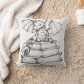 かわいいドラゴンと本 クッション (ブランケット)