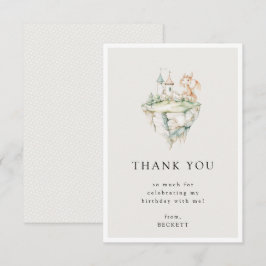 かわいいドラゴンのテーマの誕生日パーティー サンキューカード