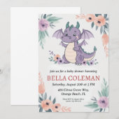 かわいいドラゴンのベビーシャワー招待状 招待状 (正面/裏面)