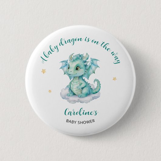 かわいいドラゴンのベビーシャワー 缶バッジ (正面)
