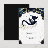 かわいいドラゴンの誕生日お祝い サンキューカード (正面/裏面)