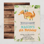 かわいいドラゴンの誕生日パーティー招待状 招待状 (正面/裏面)