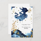 かわいいドラゴンの誕生日 お祝いメッセージ サンキューカード (正面/裏面)