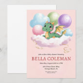 かわいいドラゴンの赤ちゃんのシャワー招待状 招待状 (正面/裏面)