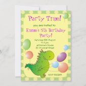 かわいいドラゴンはパーティの招待状、子供のパーティーをからかいます 招待状 (正面)