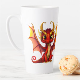 かわいいドラゴンイラストレーションオンファンタジー愛好家 カフェラテマグ