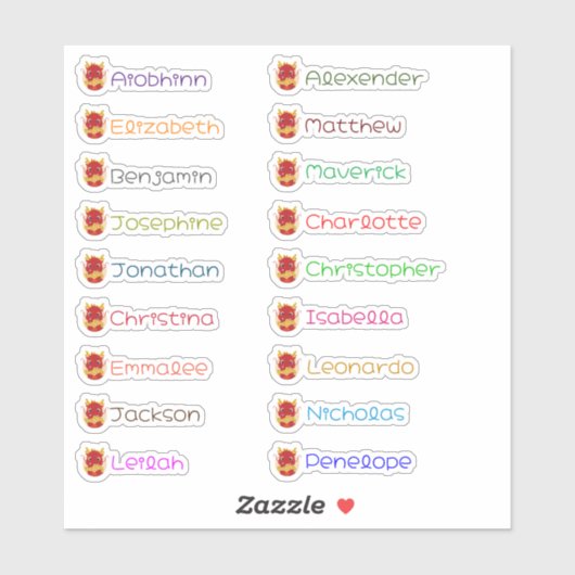 かわいいドラゴンカスタムの複数の名前のシール シール (シート)