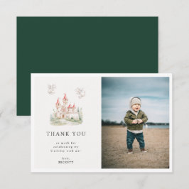 かわいいドラゴンキャッスルテーマバースデーパーティー写真 サンキューカード