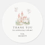 かわいいドラゴンキャッスルバースデーパーティーありがとう ラウンドシール (正面)