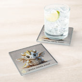 「かわいいドラゴンキャラクター」 ガラスコースター (アングル)