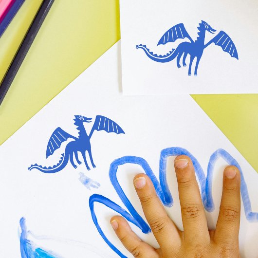 かわいいドラゴンスタンプ | 笑顔のポーズ ラバースタンプ