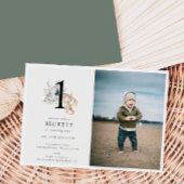 かわいいドラゴンテーマの最初の誕生日パーティーの写真 招待状