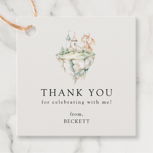 かわいいドラゴンテーマ誕生日会ありがとう フェイバータグ (正面)