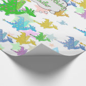 かわいいドラゴンパターン ラッピングペーパー (角)