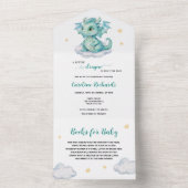 かわいいドラゴンブックスベビー オールインワン招待状 (内側)