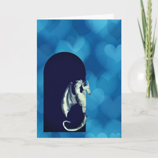 かわいいドラゴンブルーハート孫降誕日 カード (正面)