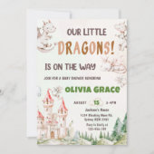 かわいいドラゴンベビーシャワーパーティー 招待状 (正面)