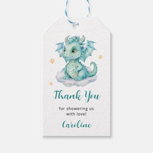 かわいいドラゴンベビーシャワー ギフトタグ (正面)