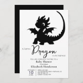 かわいいドラゴンボーイ赤ちゃんシャワー 招待状 (正面/裏面)