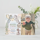 かわいいドラゴンボーイ1st誕生日パーティー写真 招待状 (スタンド正面)