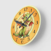 かわいいドラゴンマジカルファンタジーキッズ ラウンド壁時計 (傾斜)