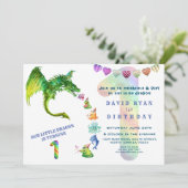 かわいいドラゴンモンスターズベビー写真1歳の誕生日 招待状 (スタンド正面)