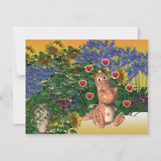 かわいいドラゴンロマンチック 招待状 (正面)